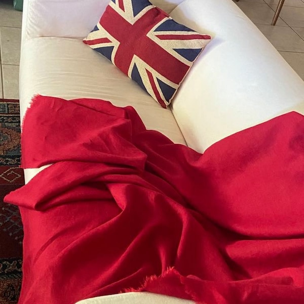 Red Cotton Linen Throw Blanket Etsy