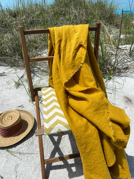 Mustard Yellow Linen Throw Blanket 100 Linen Beach Blanket Warm Weather Bedding Soft Bedding Made in the USA Etsy
