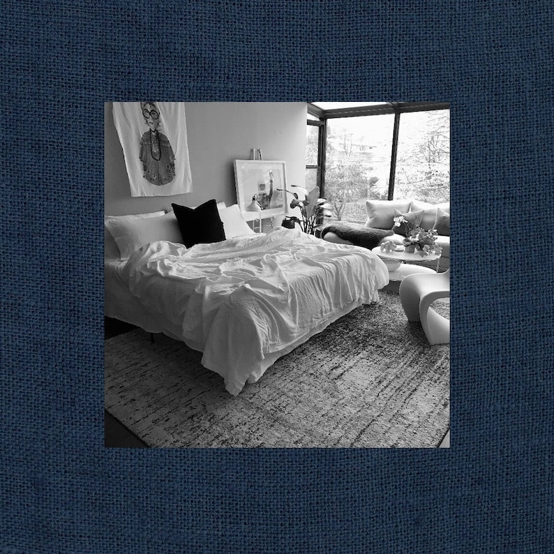 Sale Navy Blue Linen Queen Coverlet 100 Linen Bedspread Etsy