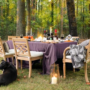 Dusty Purple Linen Table Cloth 90 x 104 Washable Linen Dark Gray Lavender Table Cloth Tailored Table Cloth Made in Atlanta USA image 4