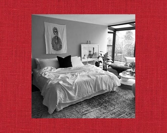 Classic Red Linen Coverlet - Solid Red Bedspread - Made to Order in the USA - Soft Bedding