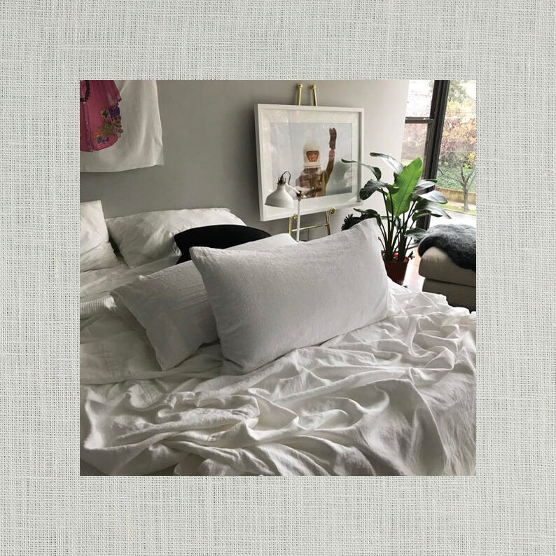 Pair of Linen Pillowcases Minimalist Bedding Light Dove Gray Made to Order in the USA