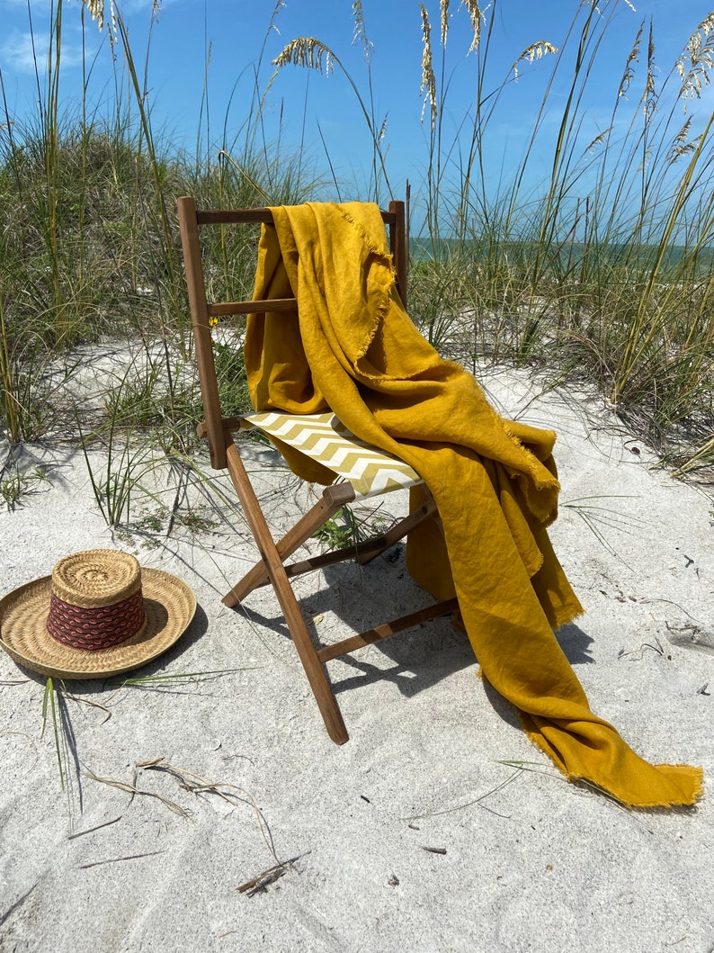 XL Linen Throw Mustard Yellow Blanket shops - Summer Bedding - 100% Linen - Made to order in USA