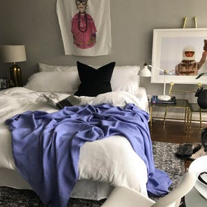 Lavender Linen Throw XL - Solid Purple Blanket - Made to Order in the USA - Living Room and Bedroom - 100% flax Linen