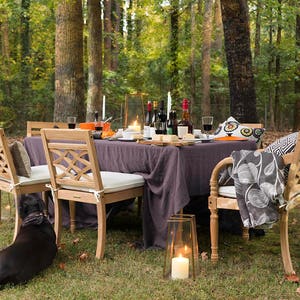 Dusty Purple Linen Table Cloth 90 x 104 Washable Linen Dark Gray Lavender Table Cloth Tailored Table Cloth Made in Atlanta USA image 7