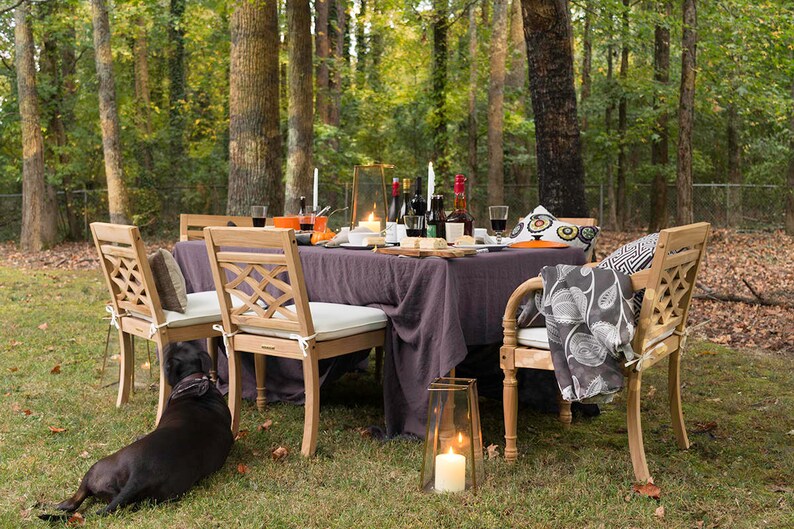 Dusty Purple Linen Table Cloth 90 x 104 Washable Linen Dark Gray Lavender Table Cloth Tailored Table Cloth Made in Atlanta USA image 7