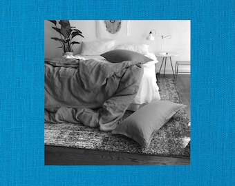 Pacific Blue Linen Duvet Cover- 100% Linen Flax Fabric - Modern Bedding - Made to Order in the USA