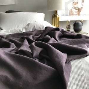 Dusty Purple Linen Coverlet - Refined Bedding - Tailored Bedding - Made to Order in the USA