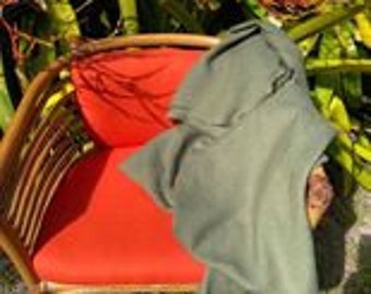 Green Herb Colored Linen XL Throw Blanket - 100% Flax Linen - Soft Natural Bedding - Made to Order in the USA
