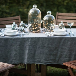 Metropolitan Gray Linen Table Cloth Washable Linen Neutral Tablecloth Market Linen 70 x 56 Made in Atlanta image 3