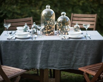 Metropolitan Gray Linen Table Cloth - Washable Linen - Neutral Tablecloth - Market Linen - 90"W x 104"L  - Made in Atlanta