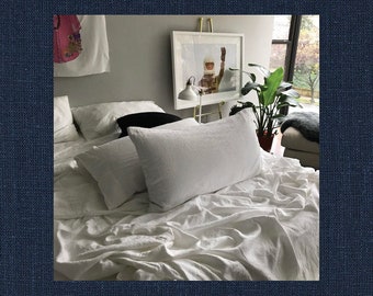 Navy Blue Pair of Linen Pillowcases - Natural 100% Flax Linen Bedding - Modern Comfort - Designer Bedding - Made to Order in the USA