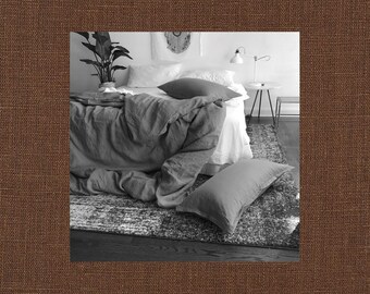 True Brown Linen Duvet Cover - Modern Bedding - 100% Flax Linen Fabric - Summer Bedding - Made to Order in the USA