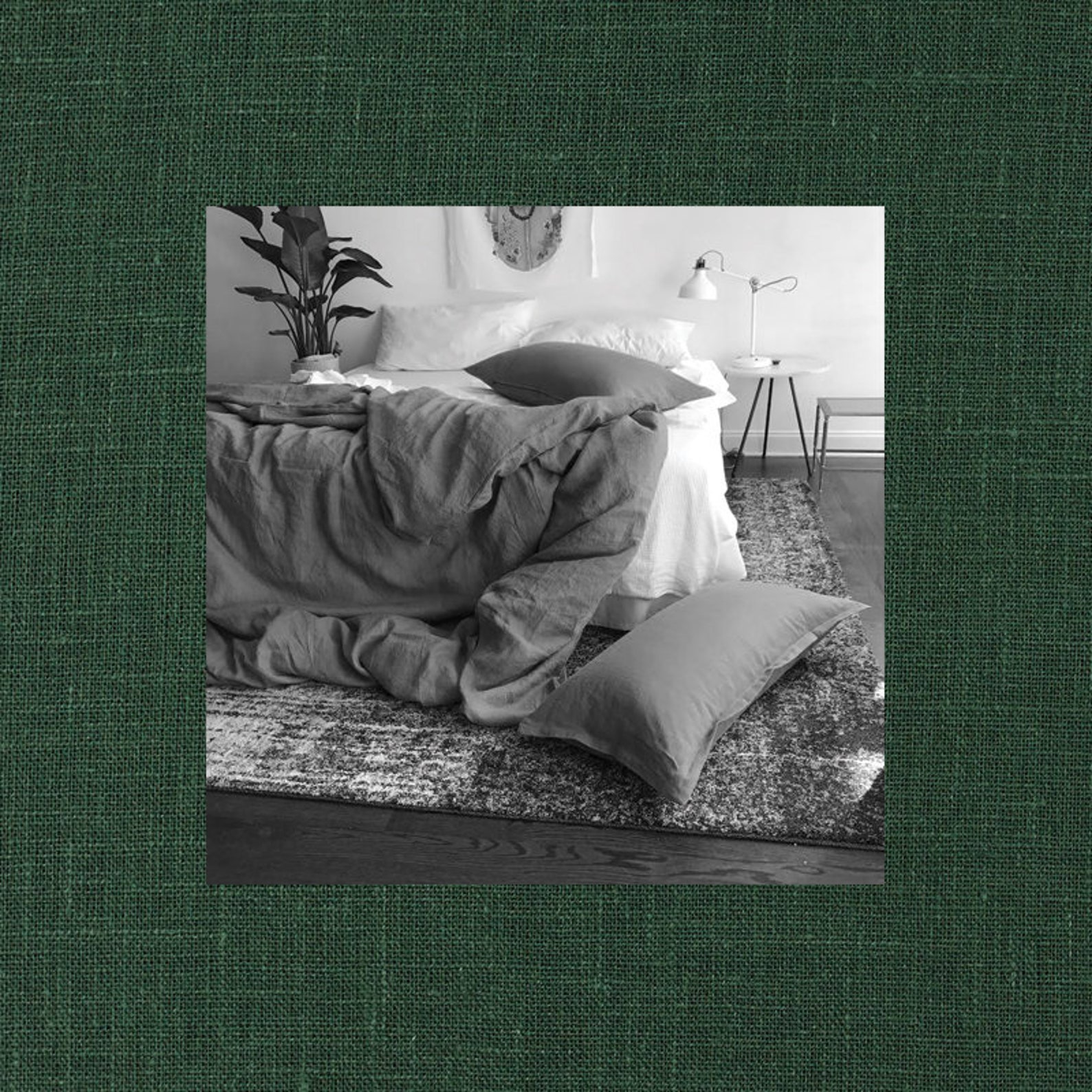 Hunter Green Linen Duvet Cover Modern Bedding 100 Flax Etsy