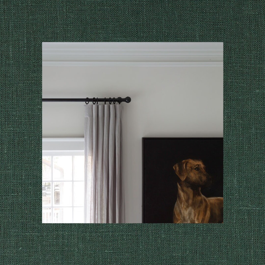 120 Length Linen Spruce Green Drapery Panel designer Etsy