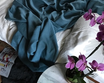 Sapphire Blue Linen Throw Blanket XL - Solid Blue Blanket - Made to Order in the USA - Living Room and Bedroom - Soft Bedding