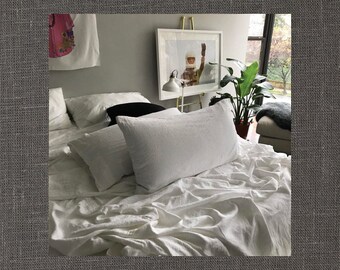 Pair of Linen Pillowcases Minimalist Bedding Light Dove Gray Made to Order in the USA