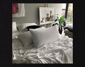 Pair of Linen Pillowcases Minimalist Bedding Light Dove Gray Made to Order in the USA