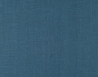 Marine Blue Washed Linen Fabric- Fabric By The Yard - Flax Fabric