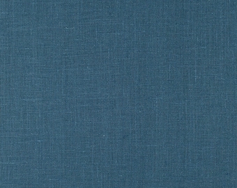 Marine Blue Washed Linen Fabric- Fabric By The Yard - Flax Fabric