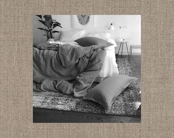 Rugged Natural Beige Linen Duvet Cover - No Dye Linen Fabric - Modern Bedding - 100% Flax Linen - Made to Order in the USA