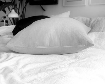 Foggy Gray Linen Euro Square Pillow Cover - Both Sides Linen - Made in the USA - 12x16, 12x20, 14x24, 16x16, 18x18, 20x20, 22x22, 24x24