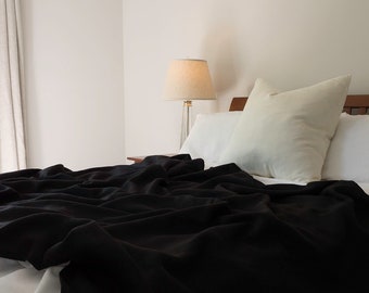 Black Linen Coverlet - Special Sale Size: King (102"W x 96"L) -Solid Black Linen Bedspread - Made to Order in the USA