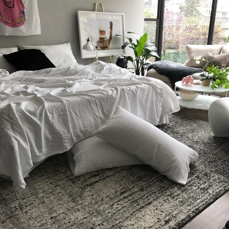 Pair of Linen Pillowcases Minimalist Bedding Light Dove Gray Made to Order in the USA