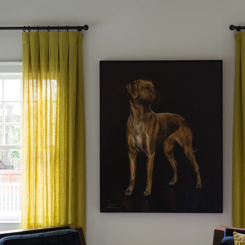120 Length Linen Drapery Panel Solid Off White Curtains Made to Order in the USA Elephant Tusk