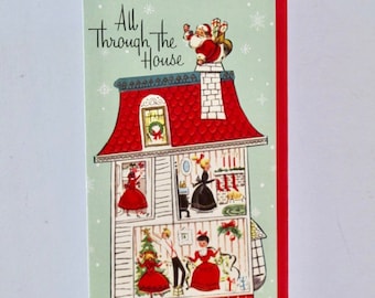 Christmas Card Number 10 Long Vertical Card Mid Century Retro Greeting Card by writeables