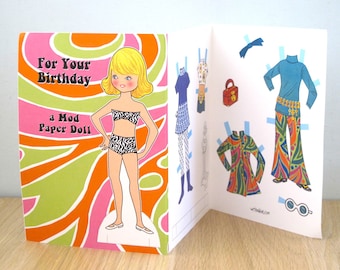 Vintage Style Paper Doll Birthday Greeting Card