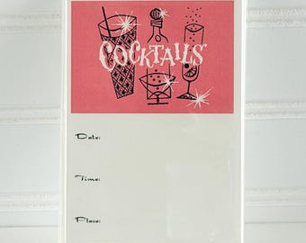 Mid Century Retro Vintage Cocktail Invitations Package of 8 with Envelopes