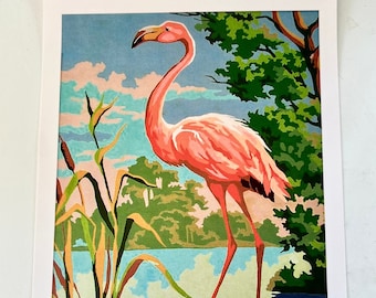 Vintage Malen nach Zahlen ** Flamingo ** Reproduktion zum Aufhängen