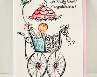 New Baby Girl Congratulations Greeting Card by writeables