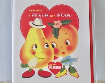 Vintage Style Valentine Greeting Card Peach of a Pear by writeables