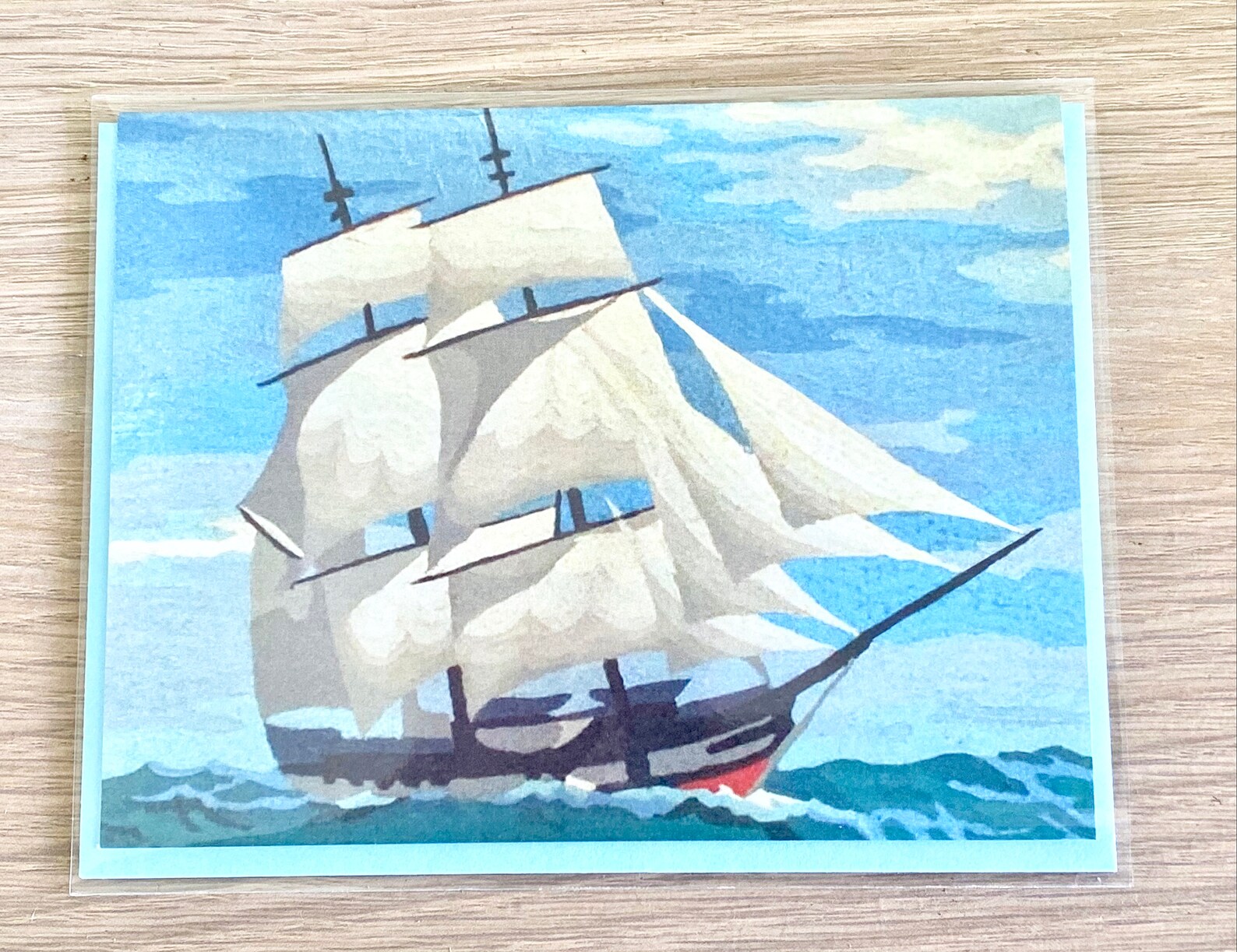 Vintage Paint by Number Sailing Ship Card Etsy