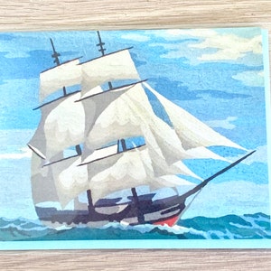"Vintage Malen nach Zahlen ""Segelschiff"" Karte."