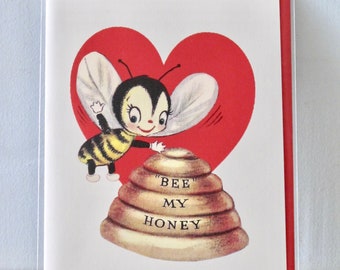 Vintage Style Valentine Greeting Card Honey Bee by writeables