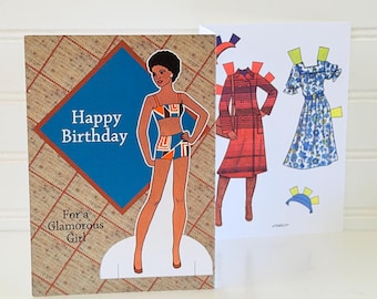 Vintage Style Paper Doll Birthday Greeting Card