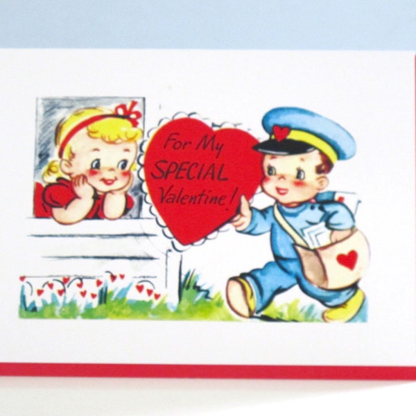 Vintage Style Valentine Greeting Card Mailman by writeables