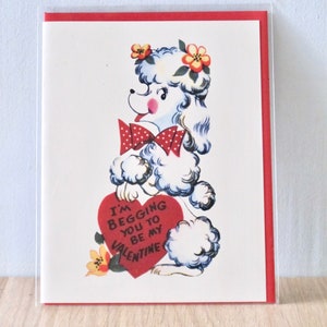 Cartão de felicitações estilo vintage Valentine Poodle por writeables
