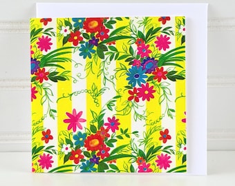 Quadratische Grußkarte Blumen und Streifen von Writeables