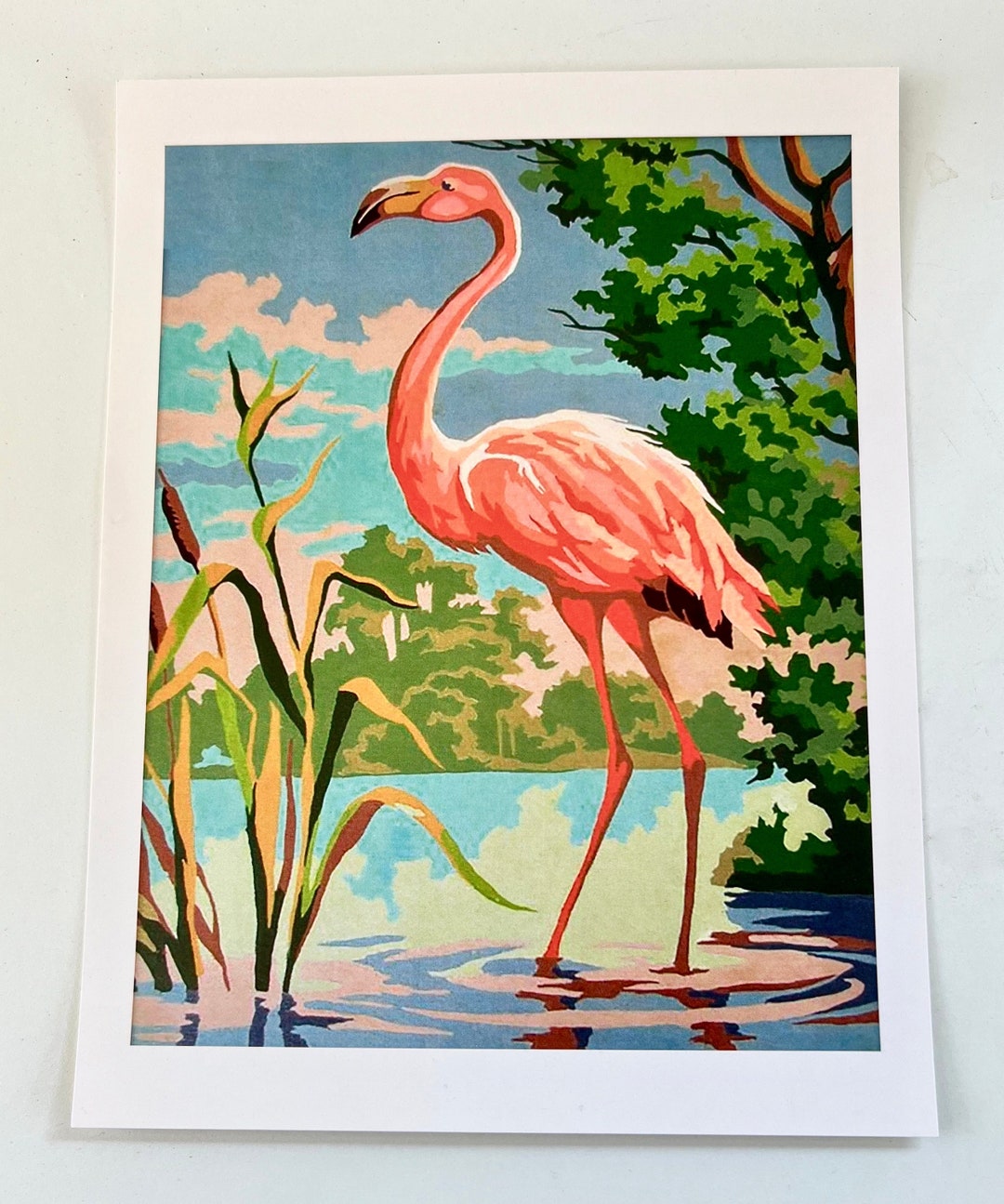 Vintage Paint By Number Flamingo Ready To Hang Reproduction Print Il 1080xN.5126850220 Olkl
