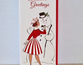 Christmas Card Number 10 Long Vertical Card Mid Century Retro Greeting Card by writeables