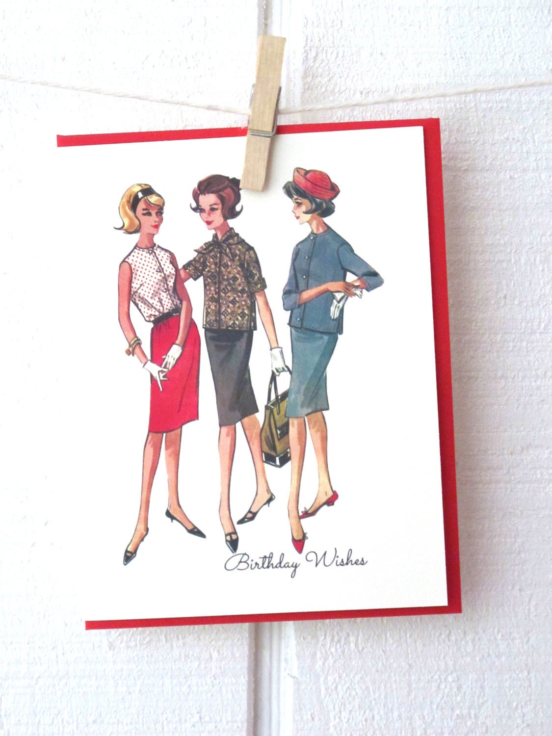 Happy Birthday Vintage Fashion Greeting Card by Writeables Etsy