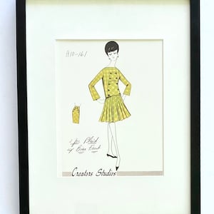 Vintage Fashion Illustration Print Mid Century Dress Design Reproduction Creators Studio