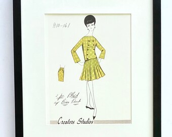 Vintage Fashion Illustration Print Mid Century Design Reproduktion der Macher Studio