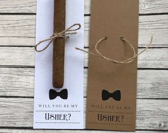 Will you be my bestman//Groomsman cigar holder card-Moustache-wedding favour