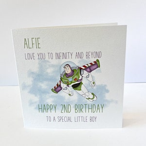 Toy Story Personalised Any Age Birthday Card, Infinity and Beyond,Birthday Card, Happy Birthday Little Boy Girl , Son Daughter, Grandson