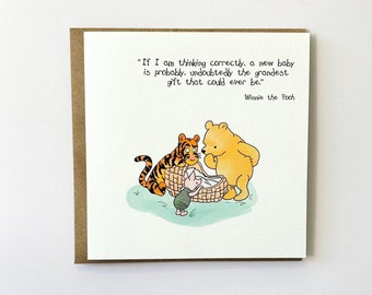Winnie the Pooh Classic Sentiment New Baby Card, New Baby, New Arrival